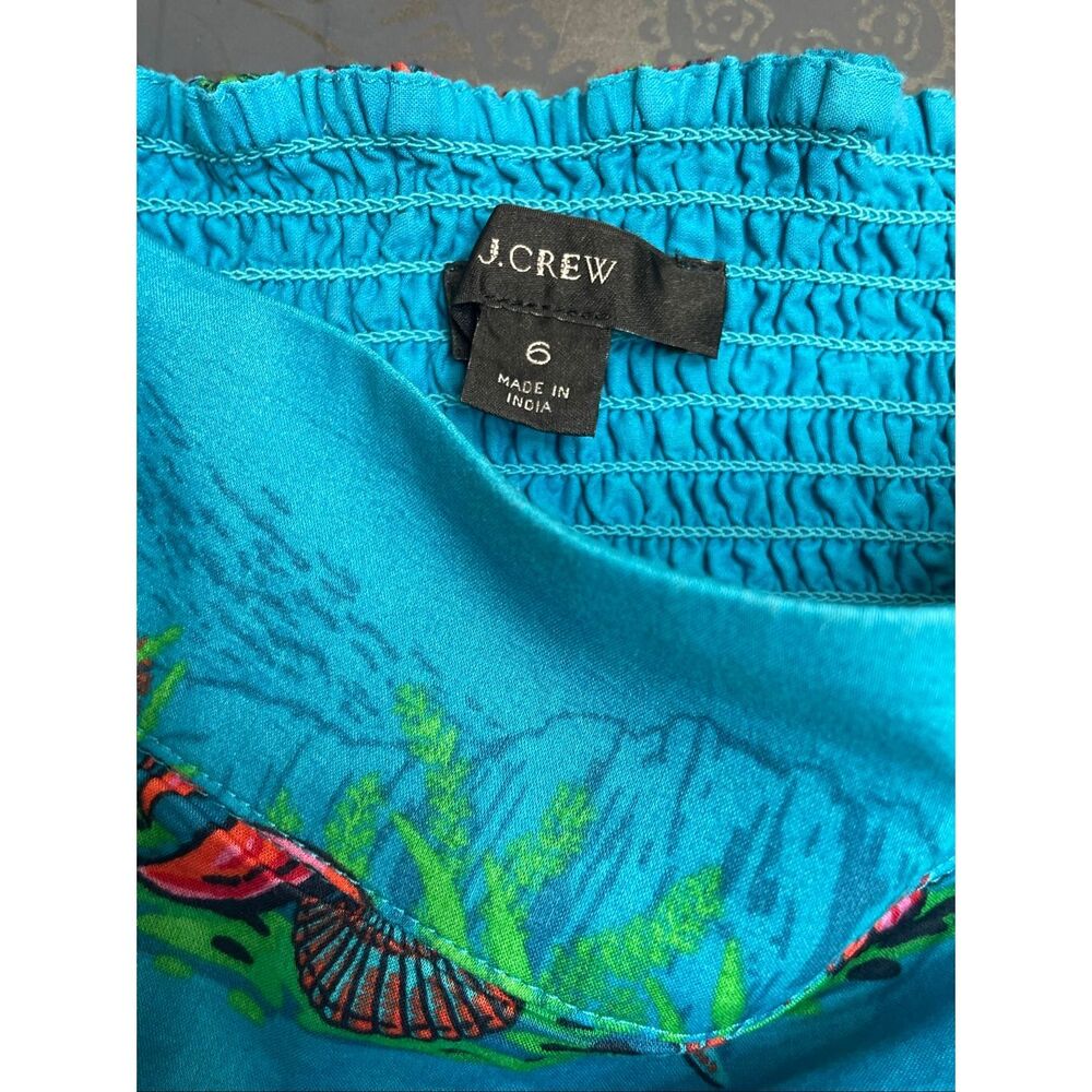 J.Crew Lobster Print Tiered Maxi Dress Sundress Turquoise Blue Size 6 - Picture 6 of 15